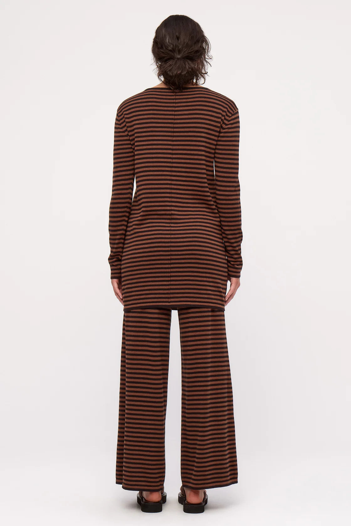Knit Mini Dress-Brown Stripe