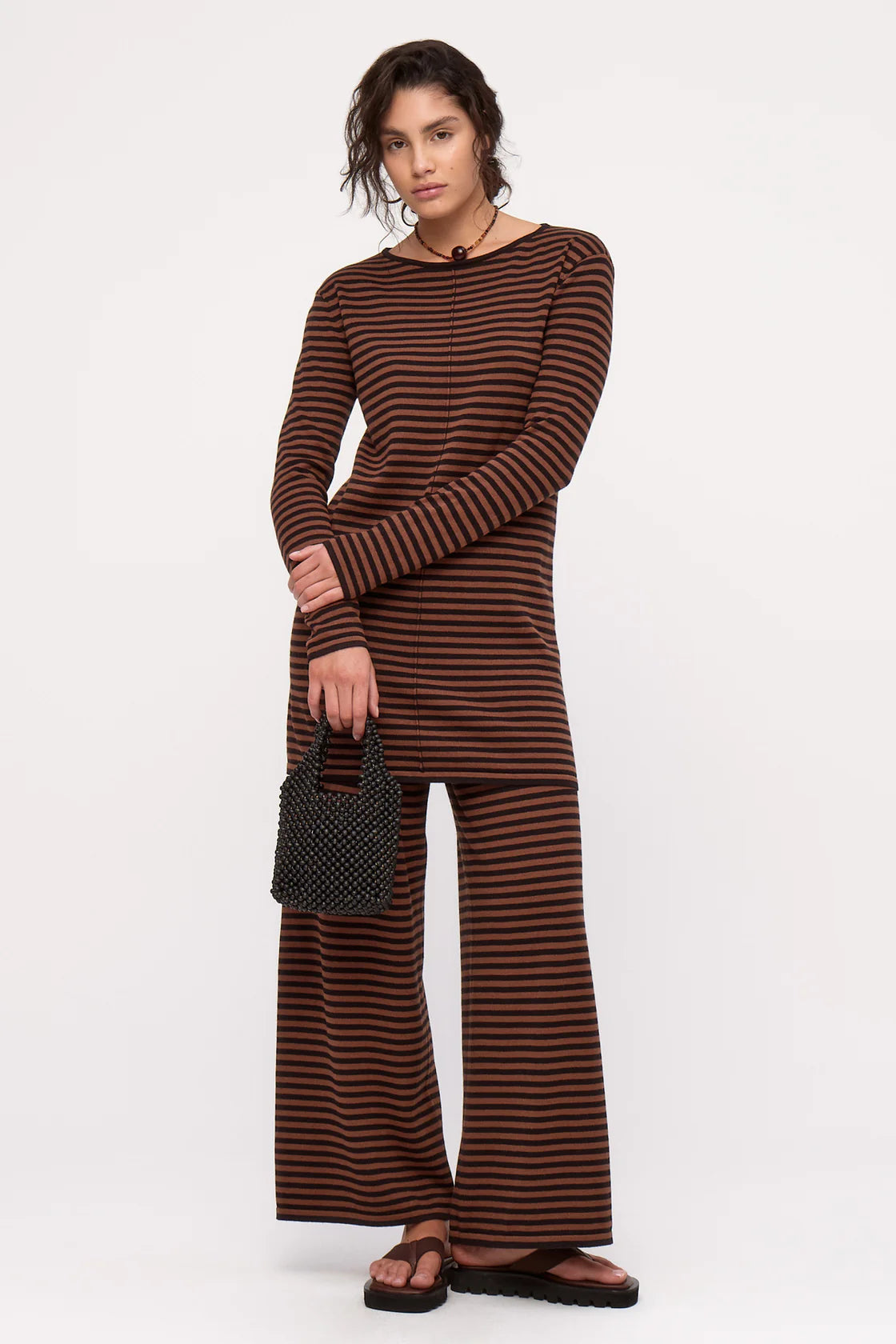 Knit Pant-Brown Stripe