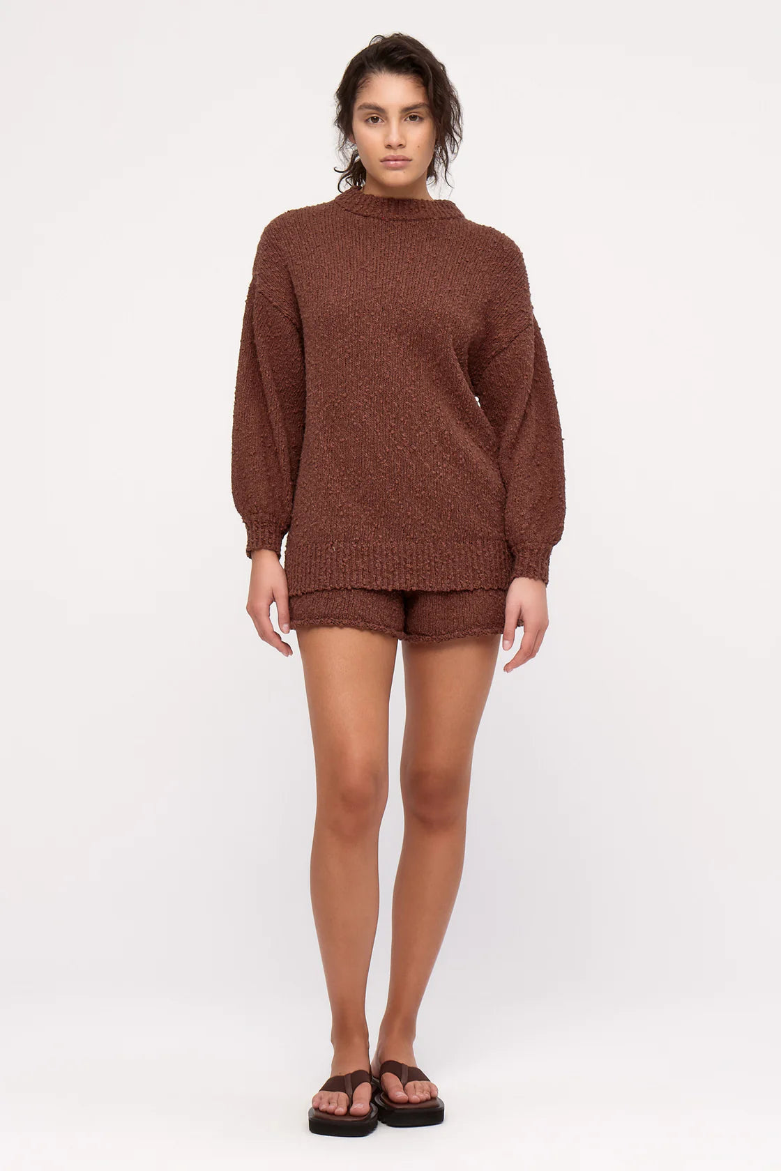 Boucle Knit Jumper-Carob