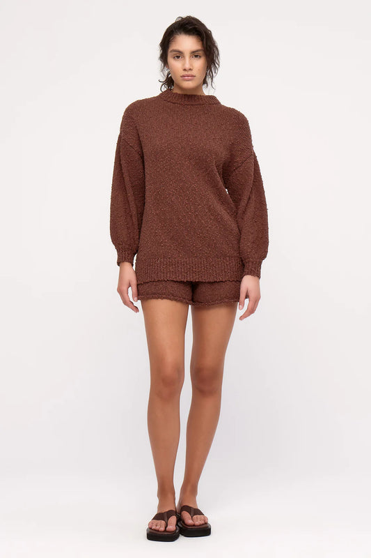 Boucle Knit Jumper-Carob
