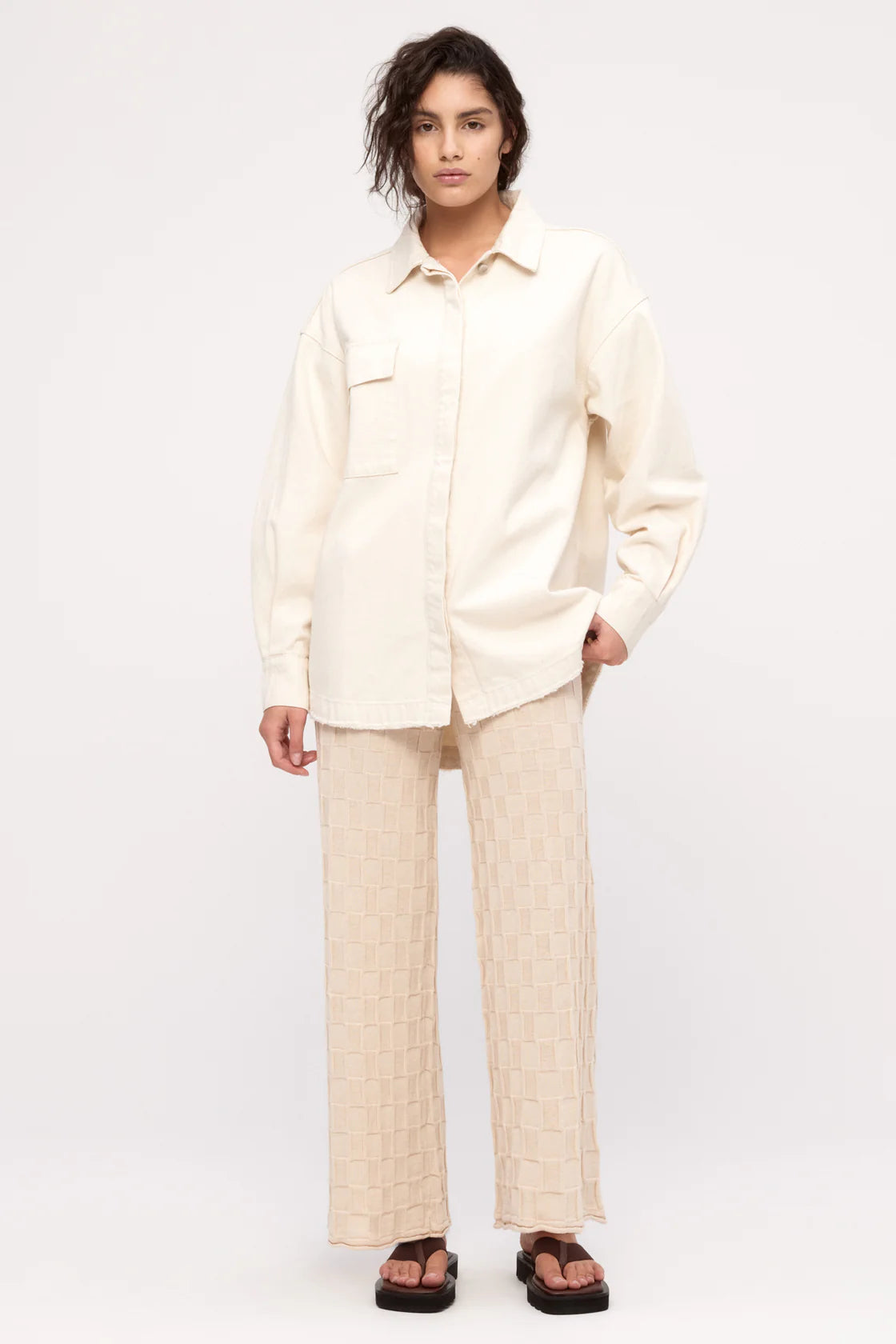 Organic Shirt Jacket-Coconut