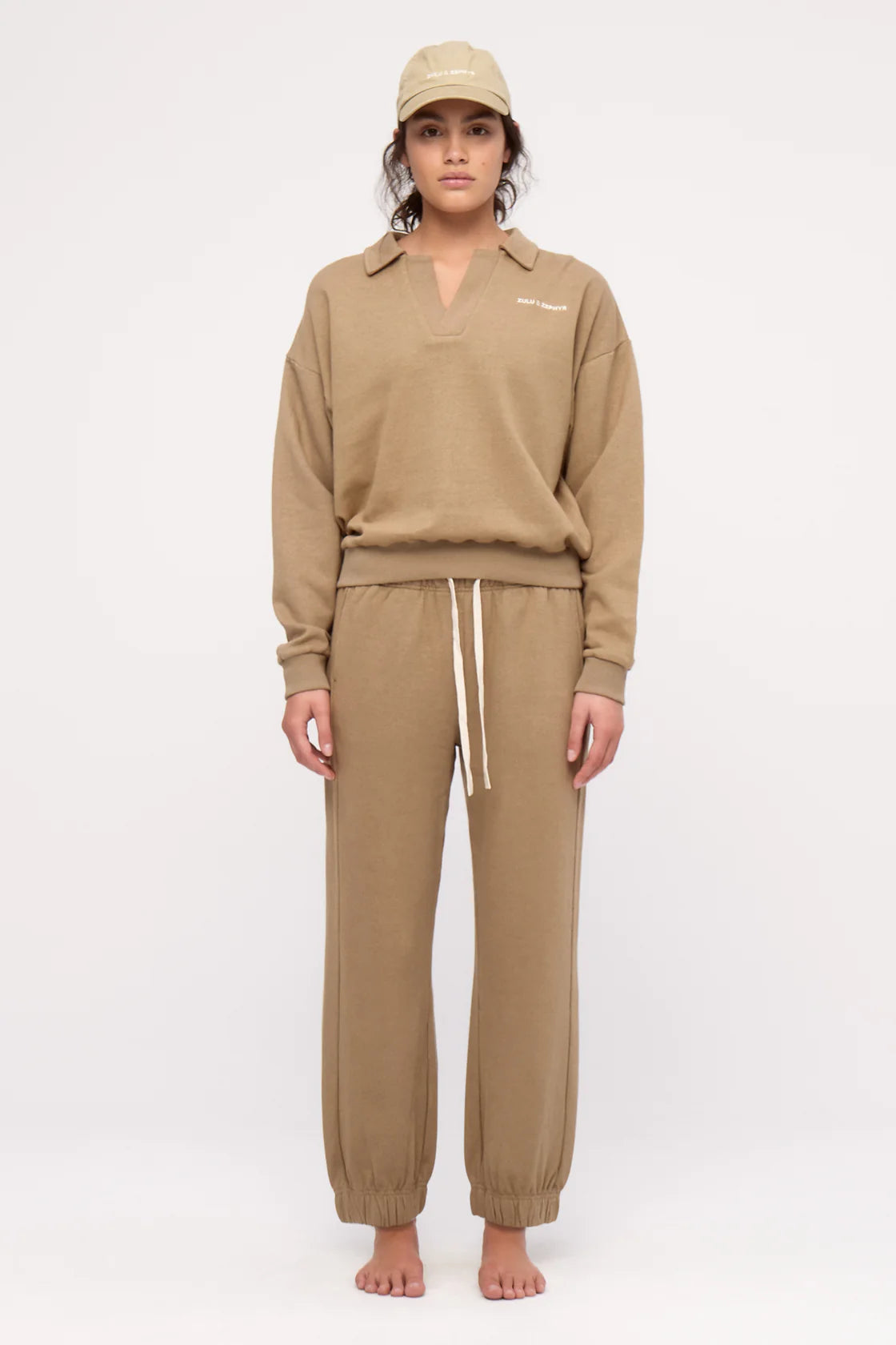 Collared Sport Sweatshirt-Olive