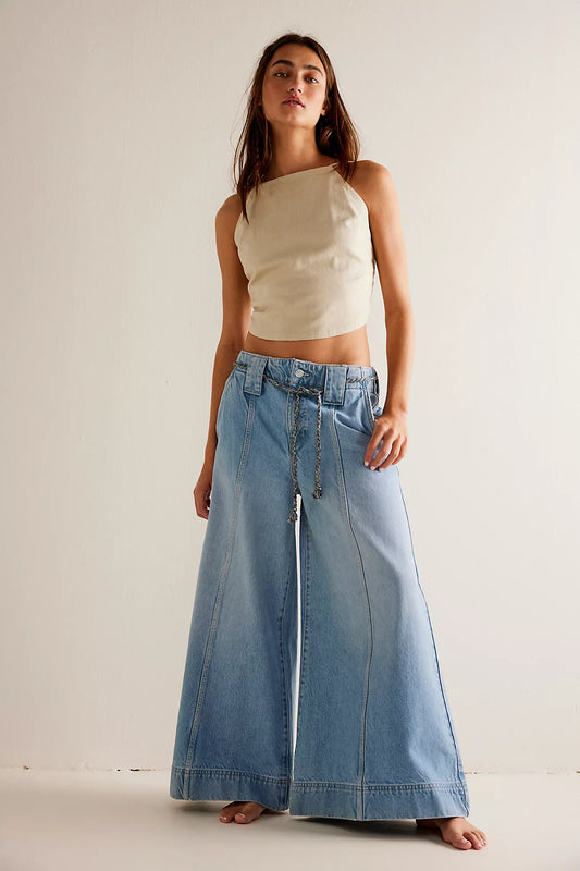 Sheer Luck Cropped Wide Leg - Bright Eyes