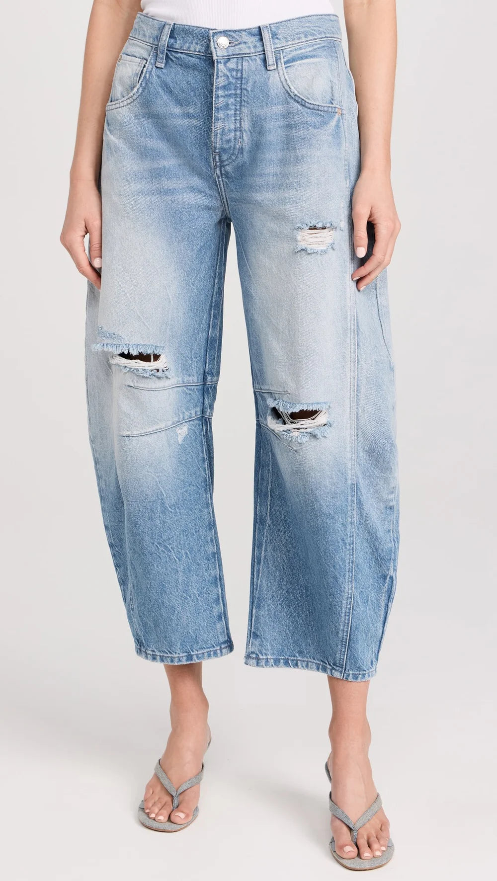 Good Luck Mid-Rise Barrel Jeans - Barnyard Blue