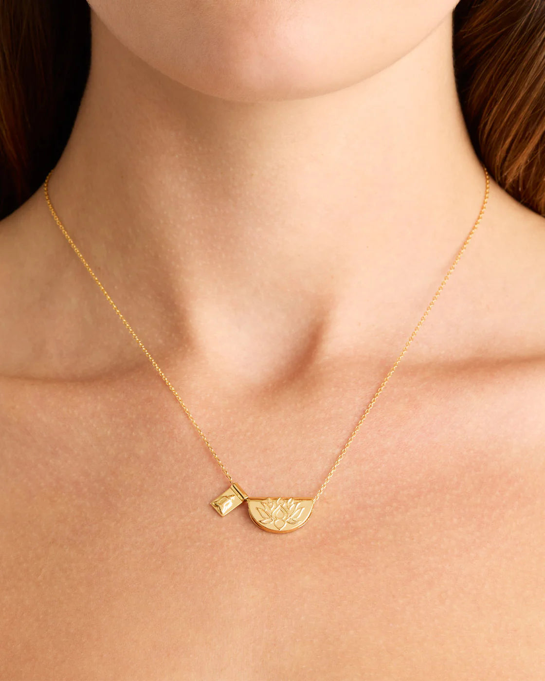 18k Gold Vermeil Lotus and Little Buddha Necklace