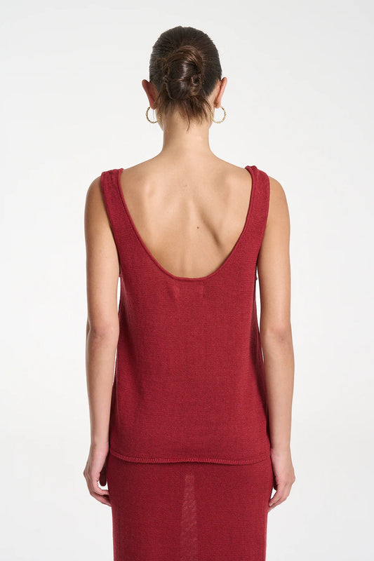 Knit Tank-Carmine Red