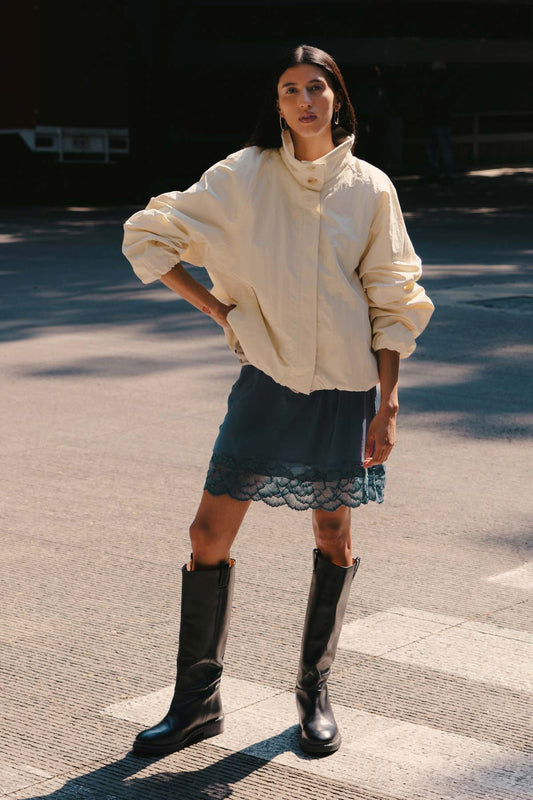 Soren Funnel Neck Bomber - Vanilla Creme