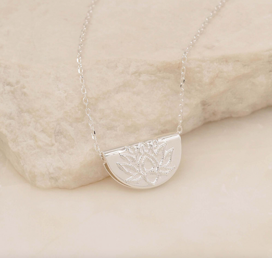 Lotus Short Necklace - Sterling Silver