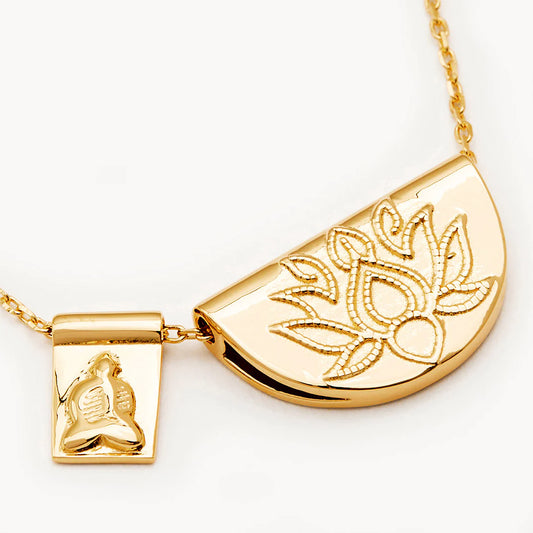 Lotus and Little Buddha Necklace - Gold