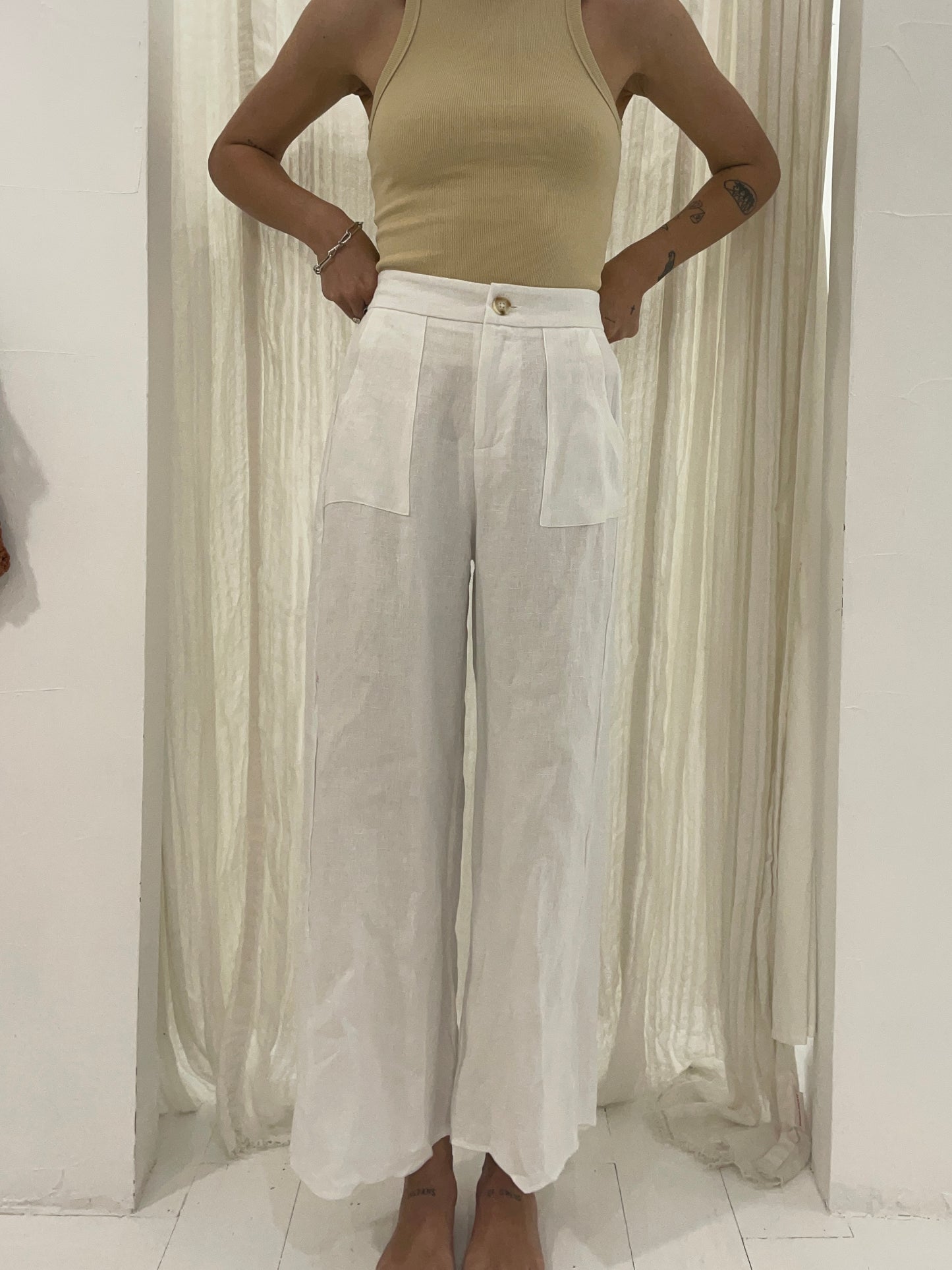 Jude Linen Pant - White